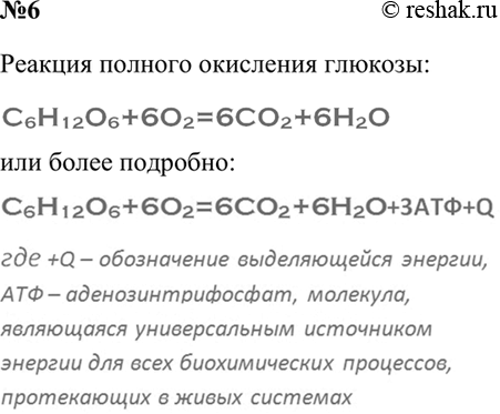 ����������� 6 � ����� ���������� ��� ��������� (��������������� � ���������� O2) ������� �6�12O6 ���������� ����������� ��� ����������������� �������. �������� ��������� ����...