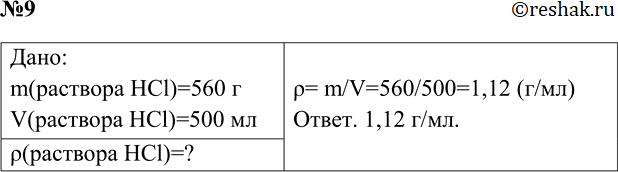 ����������� 9 ����������� ��������� �������� ������� �������, ���� 560 � ������ �������� �������� ����� 500 ��.����:m(�������� HCl)=560 �V(�������� HCl)=500 ��?(��������...
