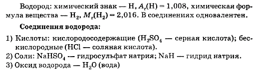 Характеристика элемента водорода по плану 8 класс