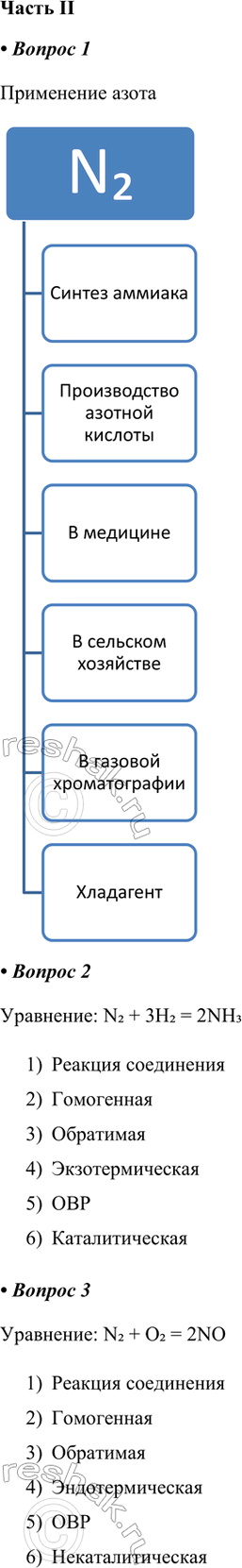 ����������� ����� II1. ��������� ����� ����������� �����.2. ��������� ������ ����������������� �������������� ������� ������� �������.���������: N2 + 3H2 = 2NH31)	�������...