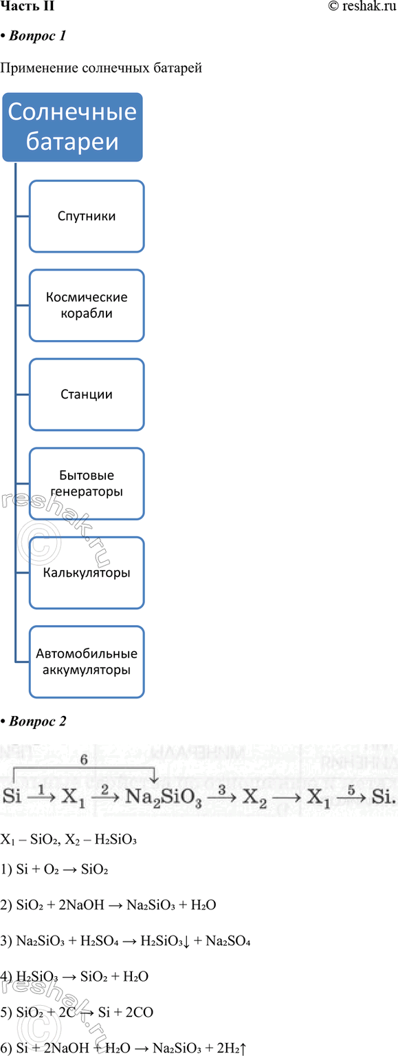 ����������� ����� II1. ��������� ����� ����������� ��������� �������2. �������� ��������� ������� ���������, ����������� ����������� �������:Si > X1 > Na2SiO3 > X2 > X3 >...