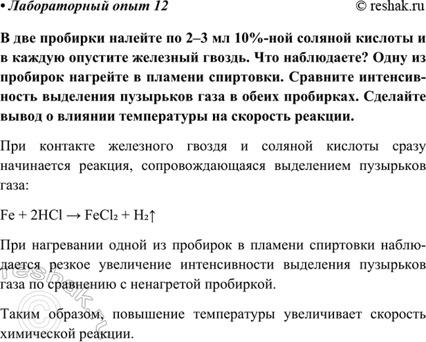 Изображение Лабораторный опыт 12 ГДЗ Габриелян Остроумов 9 класс (Углубленный)