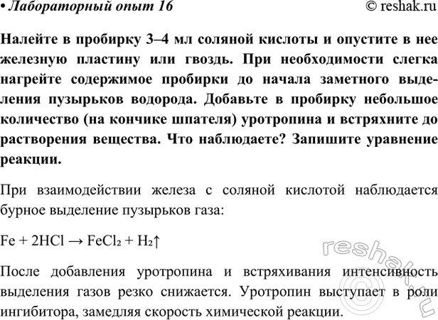 Изображение Лабораторный опыт 16 ГДЗ Габриелян Остроумов 9 класс (Углубленный)