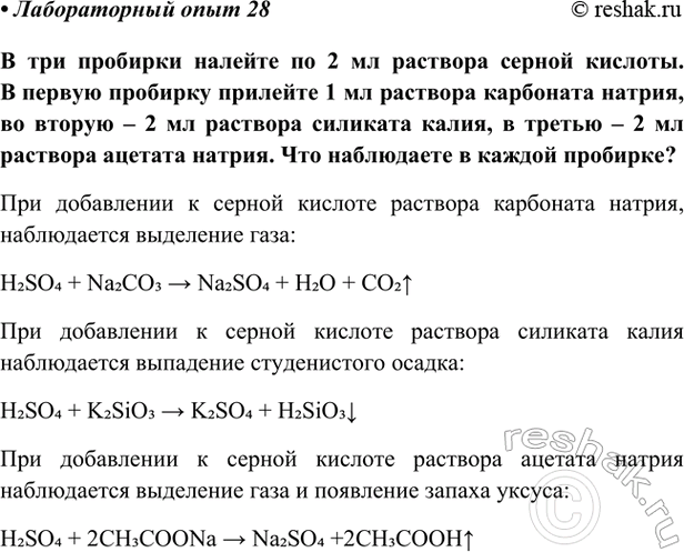 Изображение Лабораторный опыт 28 ГДЗ Габриелян Остроумов 9 класс (Углубленный)