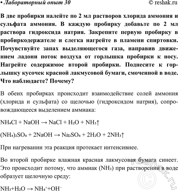 Изображение Лабораторный опыт 30 ГДЗ Габриелян Остроумов 9 класс (Углубленный)