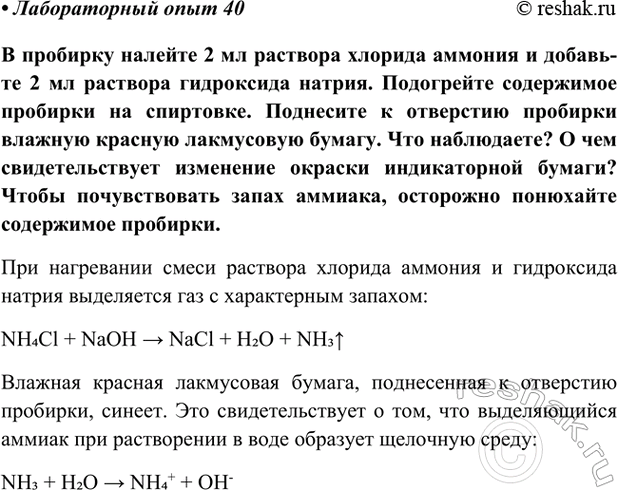 Изображение Лабораторный опыт 40 ГДЗ Габриелян Остроумов 9 класс (Углубленный)