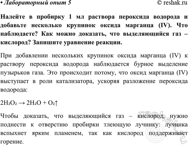 Изображение Лабораторный опыт 5 ГДЗ Габриелян Остроумов 9 класс (Углубленный)