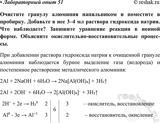 Изображение Лабораторный опыт 51 ГДЗ Габриелян Остроумов 9 класс (Углубленный)
