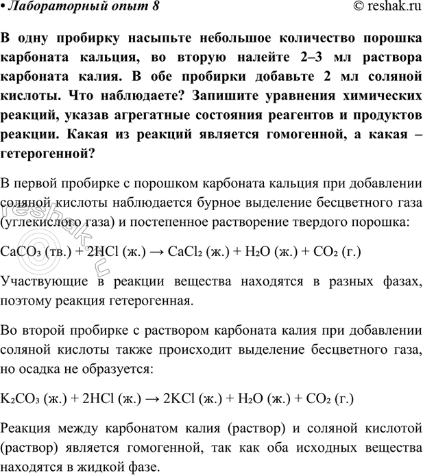 Изображение Лабораторный опыт 8 ГДЗ Габриелян Остроумов 9 класс (Углубленный)