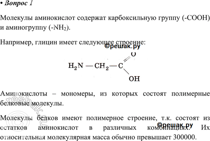 Изображение 1 Охарактеризуйте строение молекул аминокислот и белков.Молекулы аминокислот содержат карбоксильную группу (-COOH) и аминогруппу (-NH2).Например, глицин имеет...